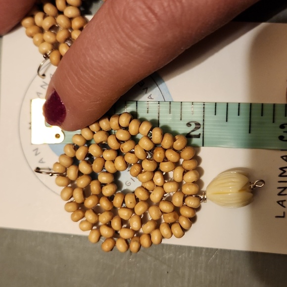 New Pikake flower dangle earrings new rattan wood sterling silver ear wi… - Picture 5 of 6